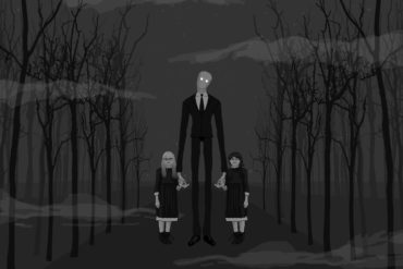 Ilustración Slenderman con Anissa y Morgan de la mano.